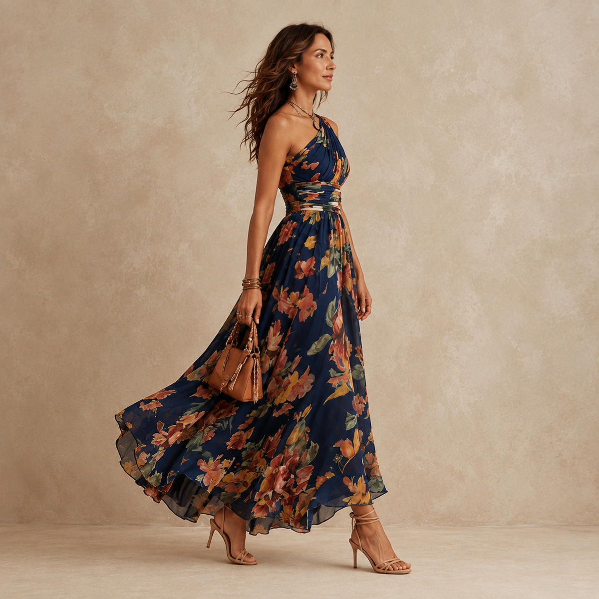 Celeste | Floral One-Shoulder Maxi Dress