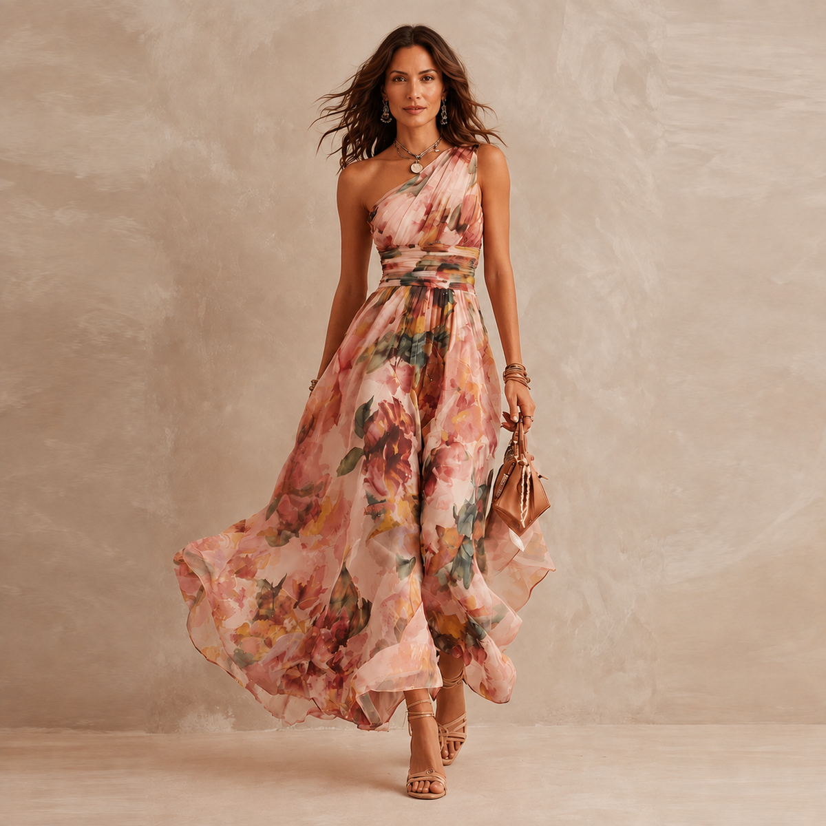 Celeste | Floral One-Shoulder Maxi Dress