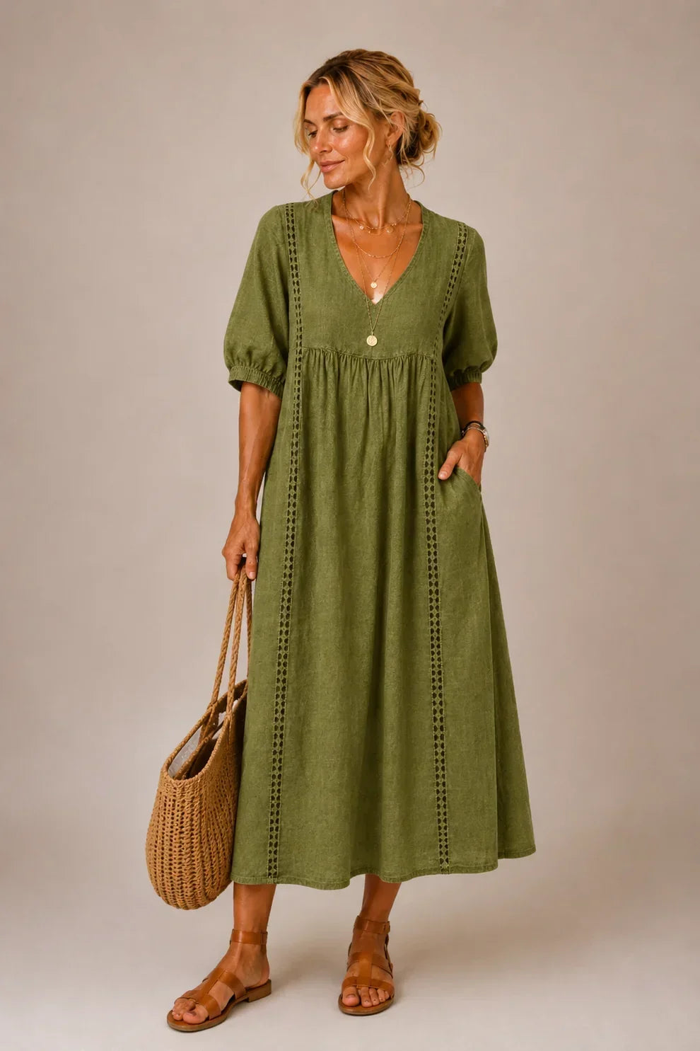 Linnea | Lace-Trim Maxi Dress