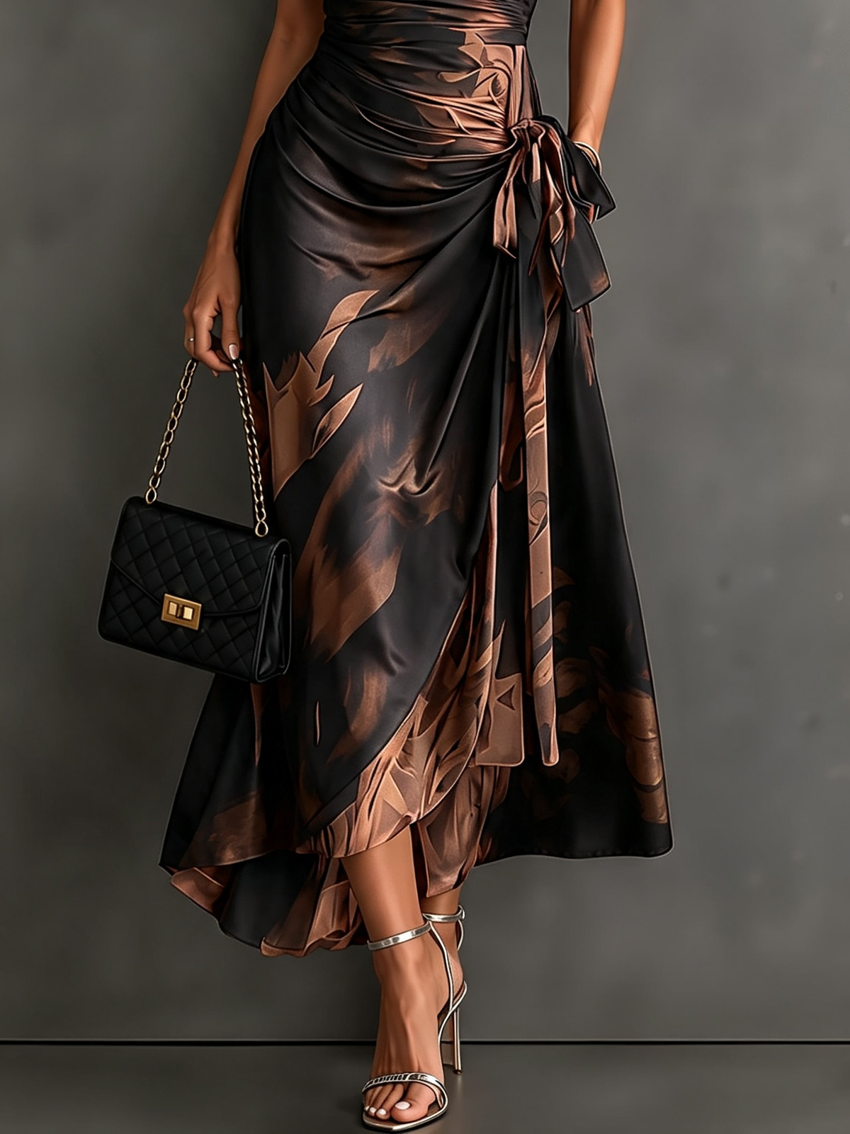 Amara | Abstracte Wrap Midi Jurk
