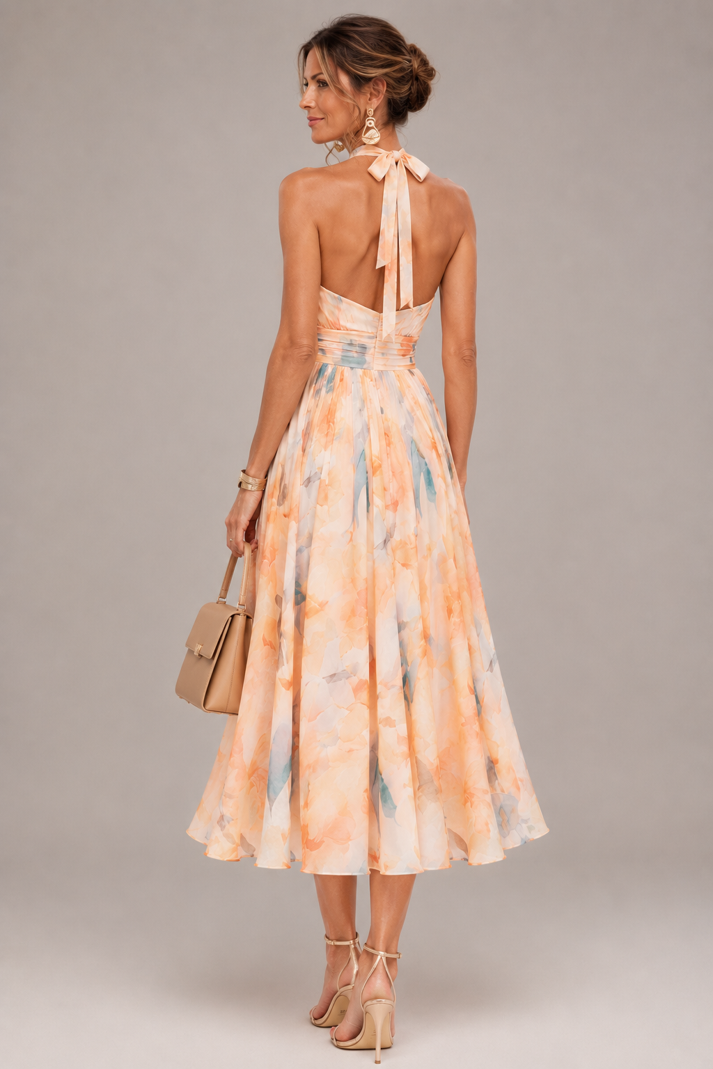 Aurora | Watercolour Halter Maxi Dress