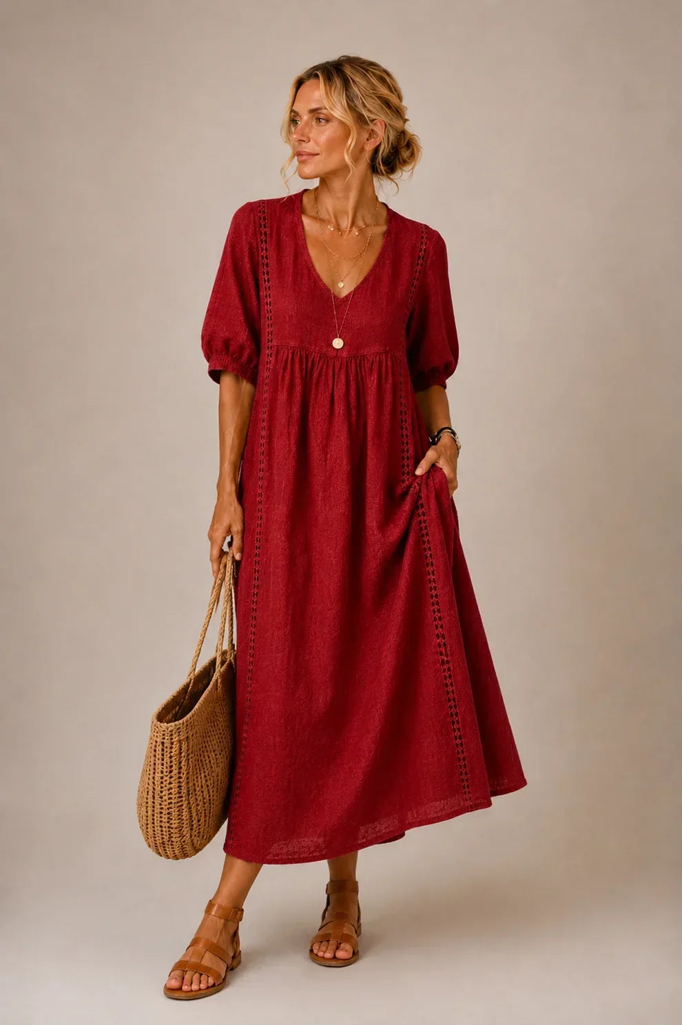 Linnea | Lace-Trim Maxi Dress