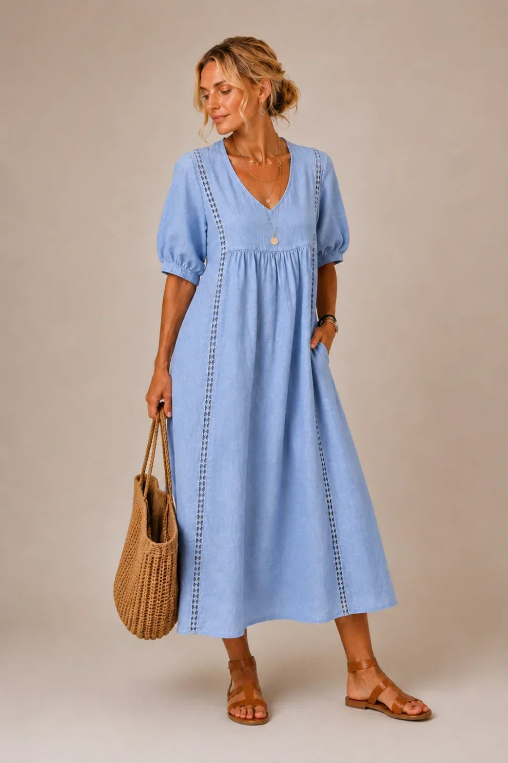 Linnea | Lace-Trim Maxi Dress