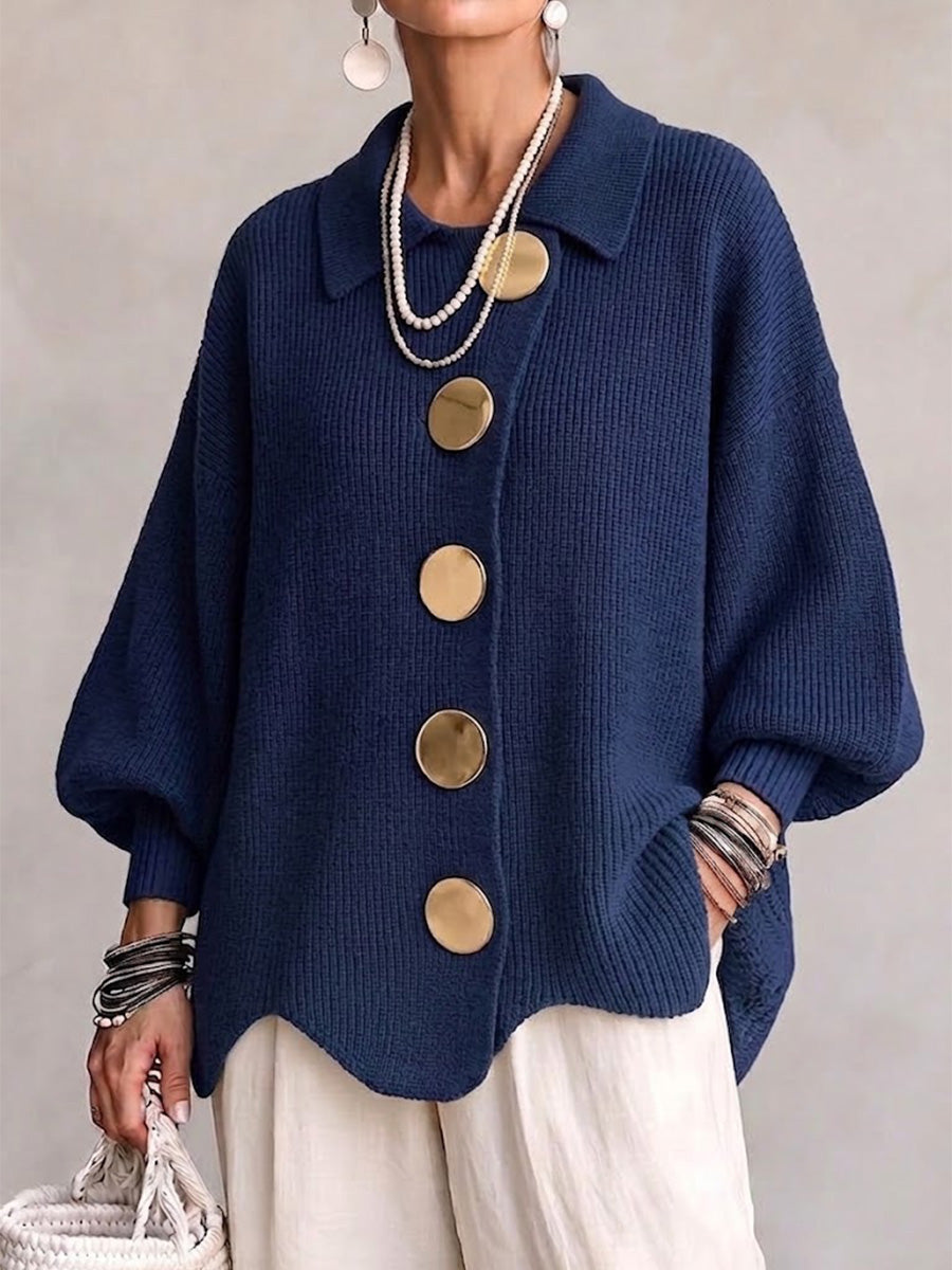 Isadora™ | Cárdigan Oversize con Botones Dorados